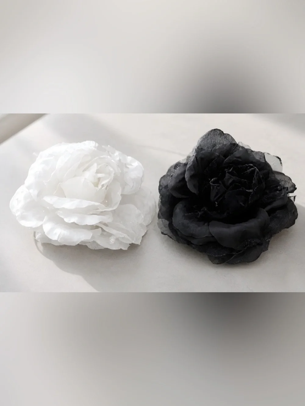 2 Huge Silk Rose Flower Glitter Edges 3 in 1 Brooch, Ponytail Holder, Hair Clamp